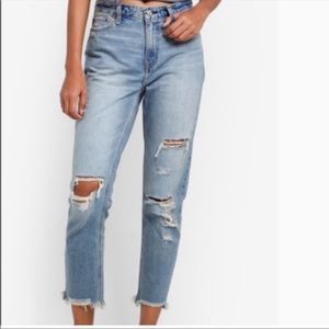 Abercrombie and Fitch Annie Girlfriend Straight Leg Distressed Crop Jeans
